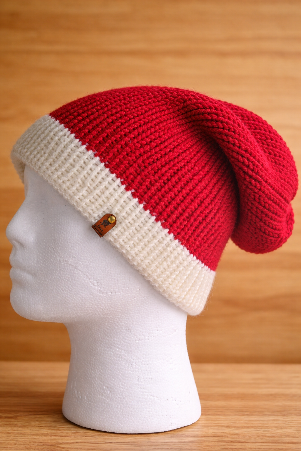 Alpaca Double-skin Traditional Reversible Beanie vibrant Red/ Blue (Unisex)
