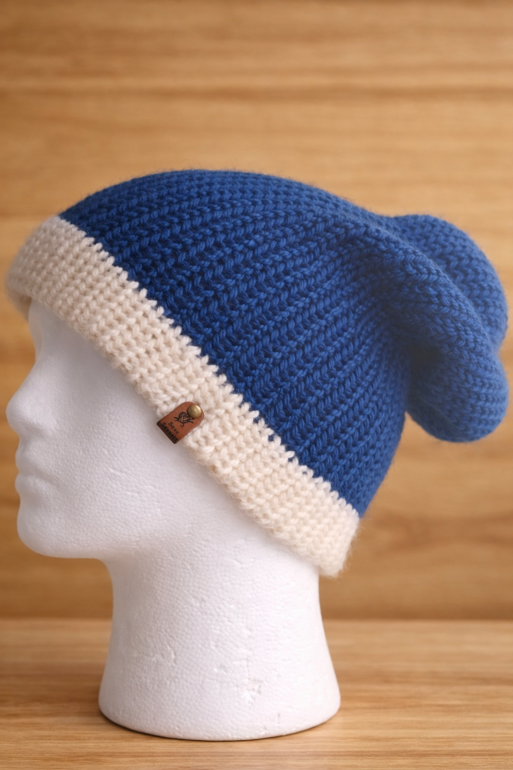Alpaca Double-skin Traditional Reversible Beanie vibrant Red/ Blue (Unisex)
