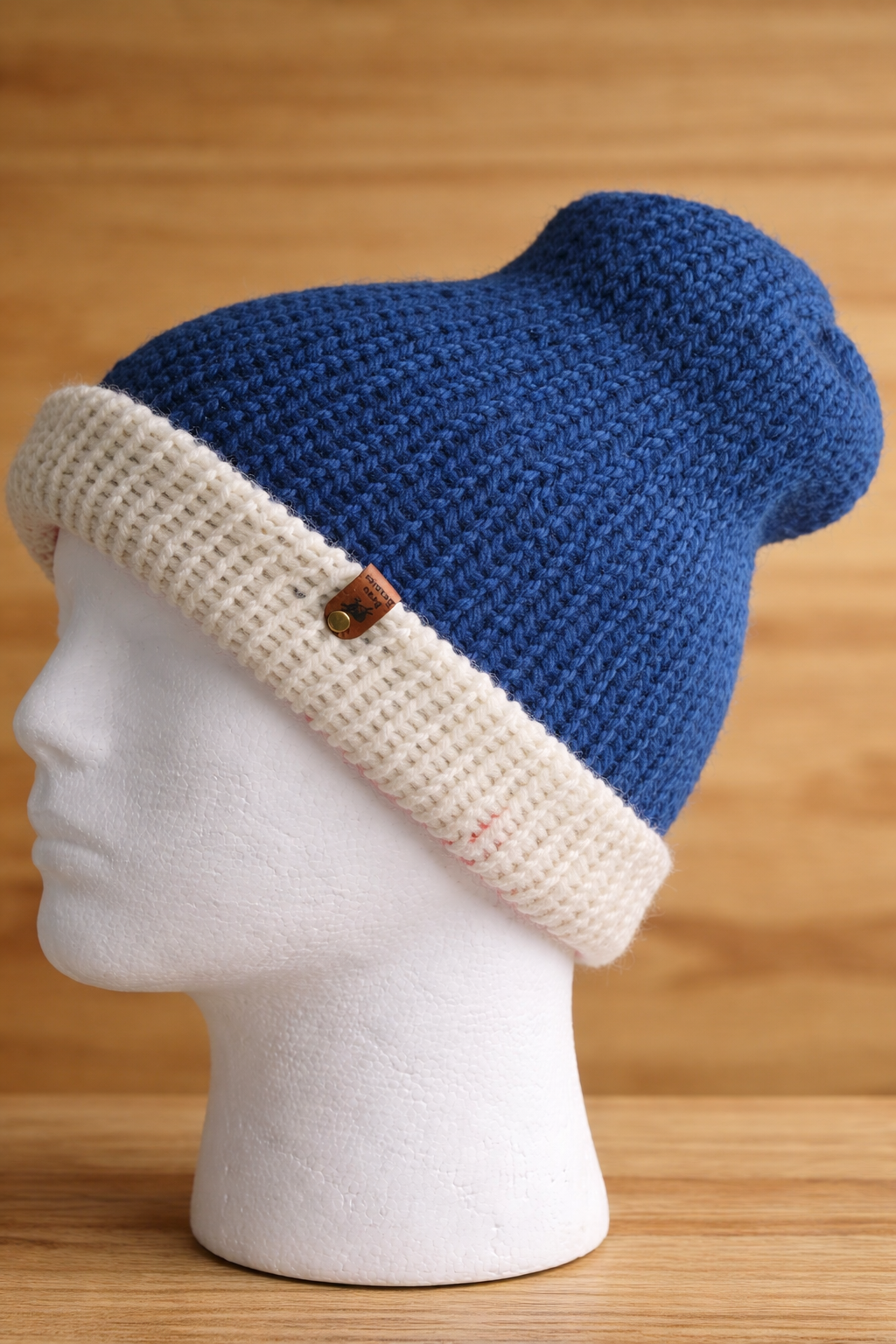 Alpaca Double-skin Traditional Reversible Beanie vibrant Red/ Blue (Unisex)