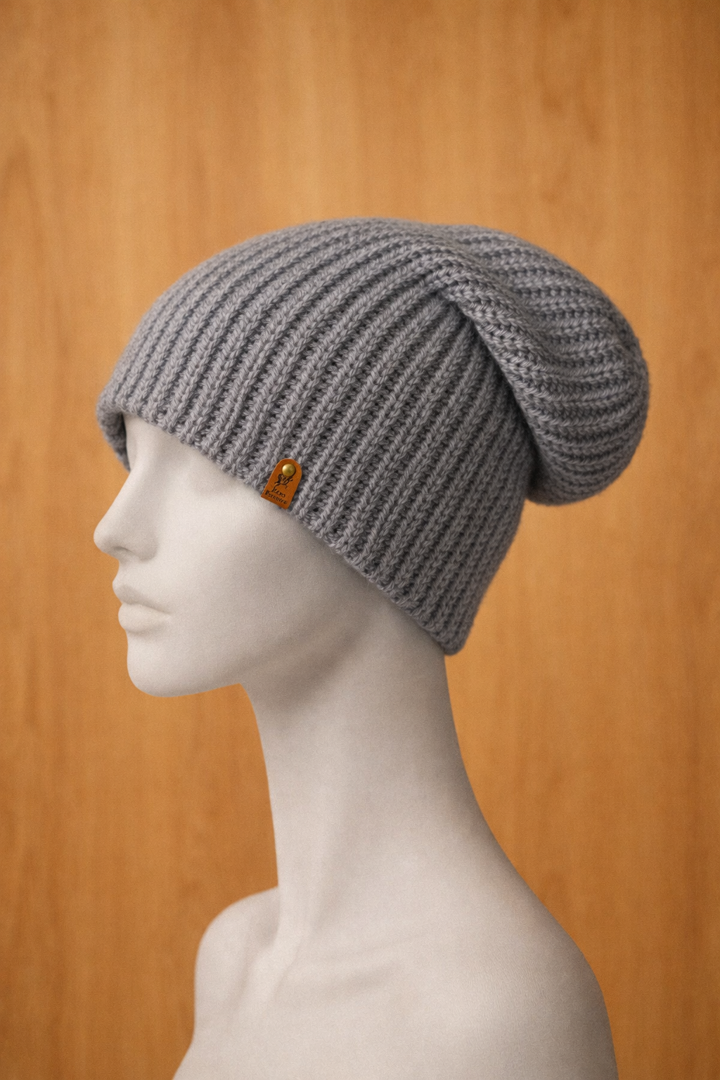 Alpaca Double-skin Traditional Reversible Beanie Grey/ Chocolate Brown Unisex