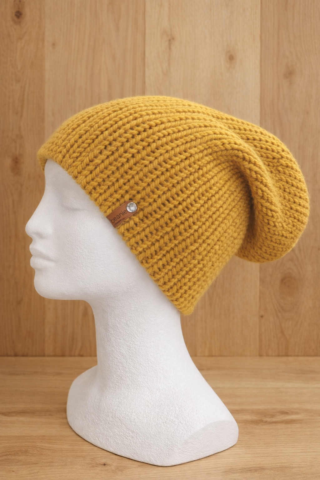 Alpaca Double-skin Traditional Reversible Beanie Grey/ Mustard Unisex