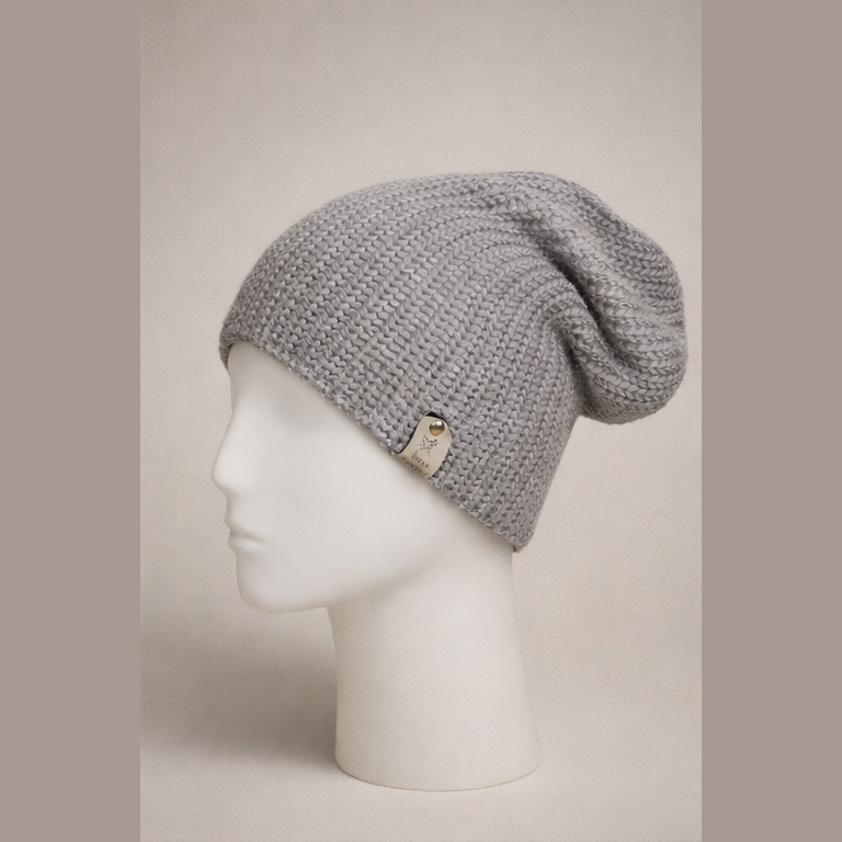 Alpaca Double-skin Traditional Reversible Beanie Navy /Grey (Unisex)
