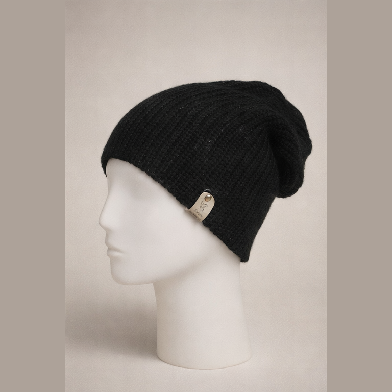 Alpaca Double-skin Traditional Reversible Beanie Navy /Grey (Unisex)
